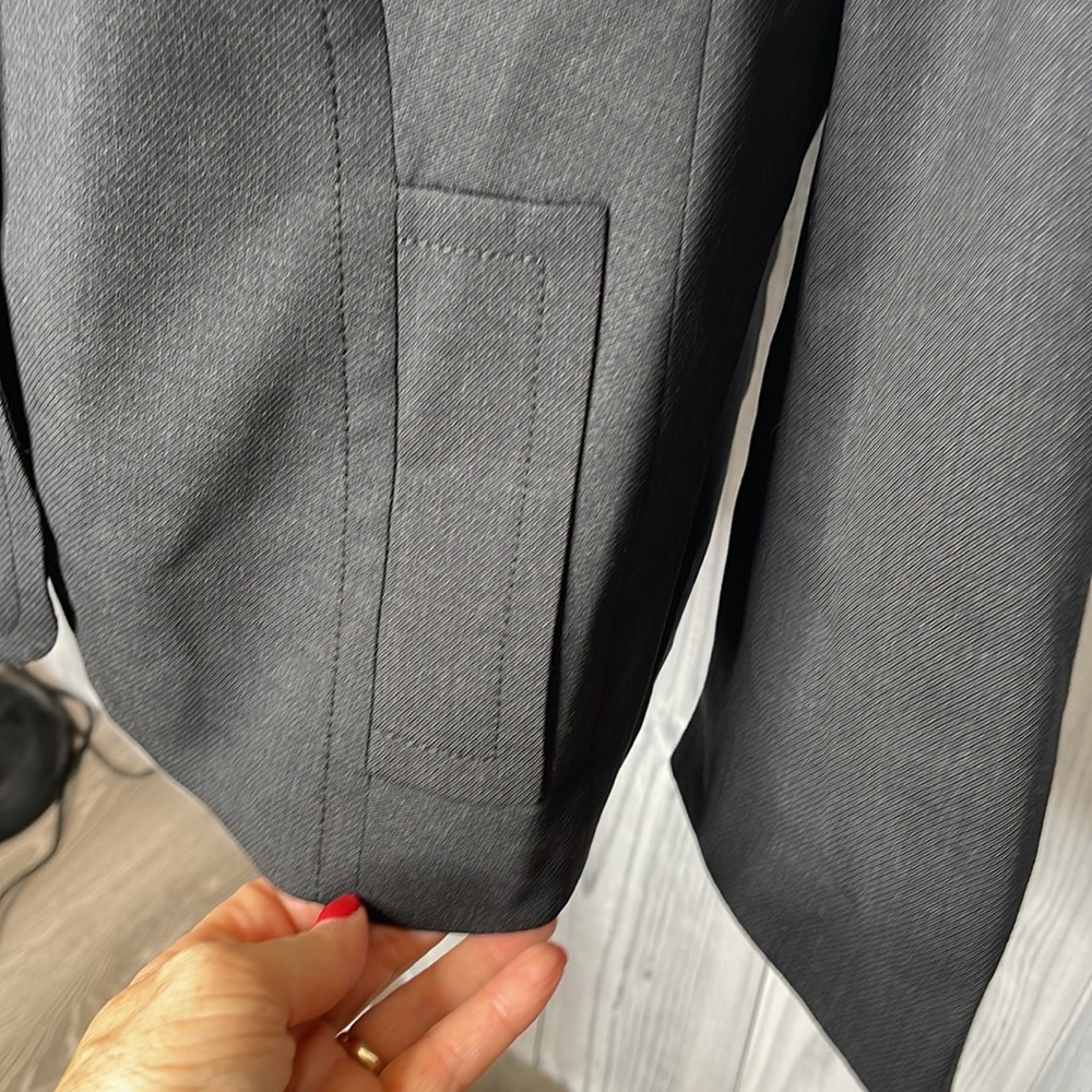 Akris Punto Blazer Jacket Wool Blend Lined Boxy Black Sz 14 - Picture 5 of 13